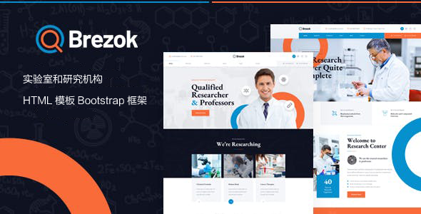响应HTML5实验室和研究机构模板 – Brezok